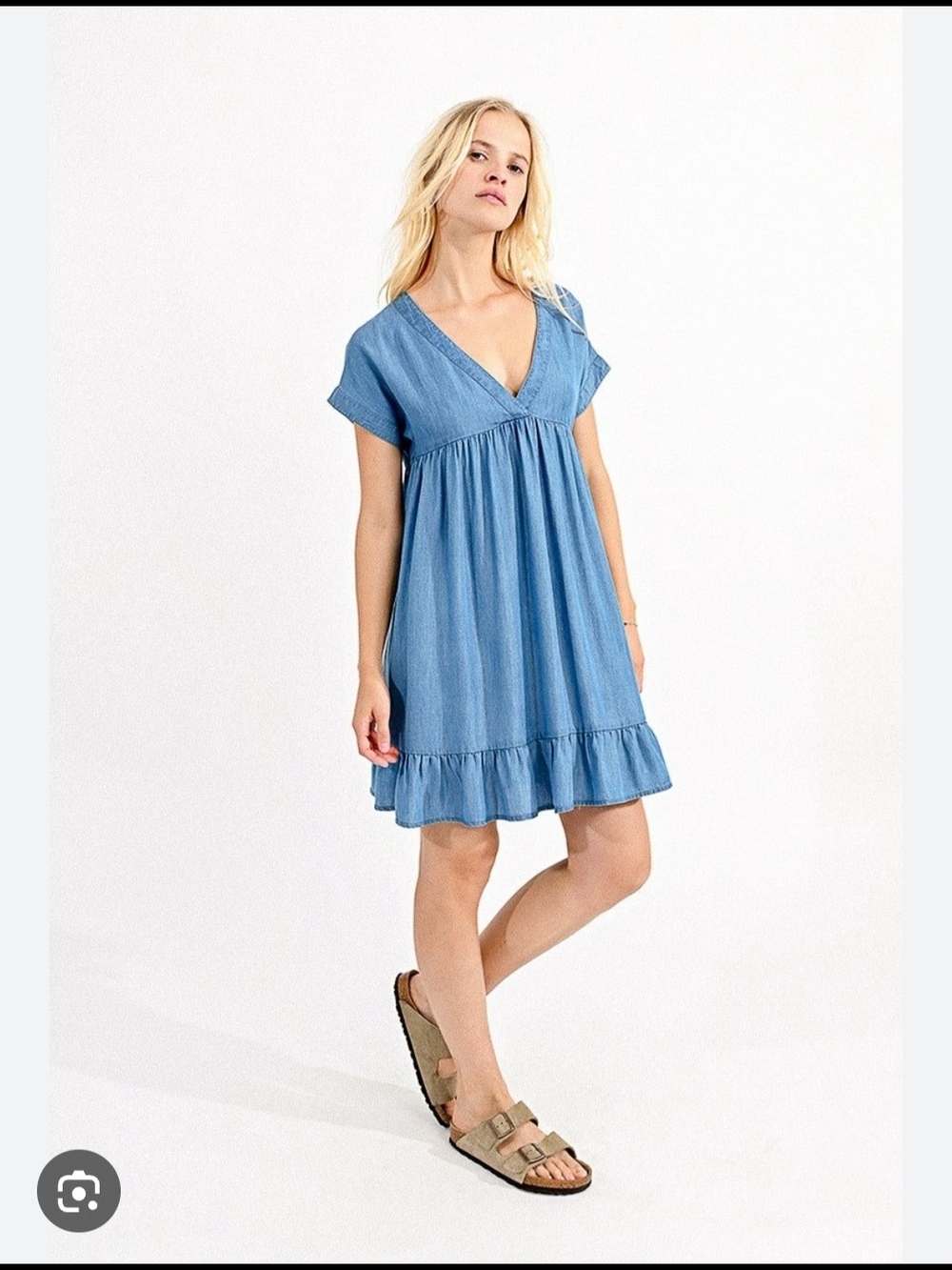 NWT Molly Bracken Denim Light Blue Flared Chambray Mini Dress Sz XL Coquette